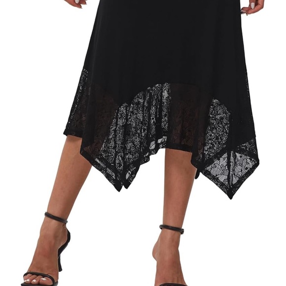 DJT Women's Black Flowy Handkerchief Hemline Midi Skirt, Lace, Size Large, NWT - Picture 11 of 12